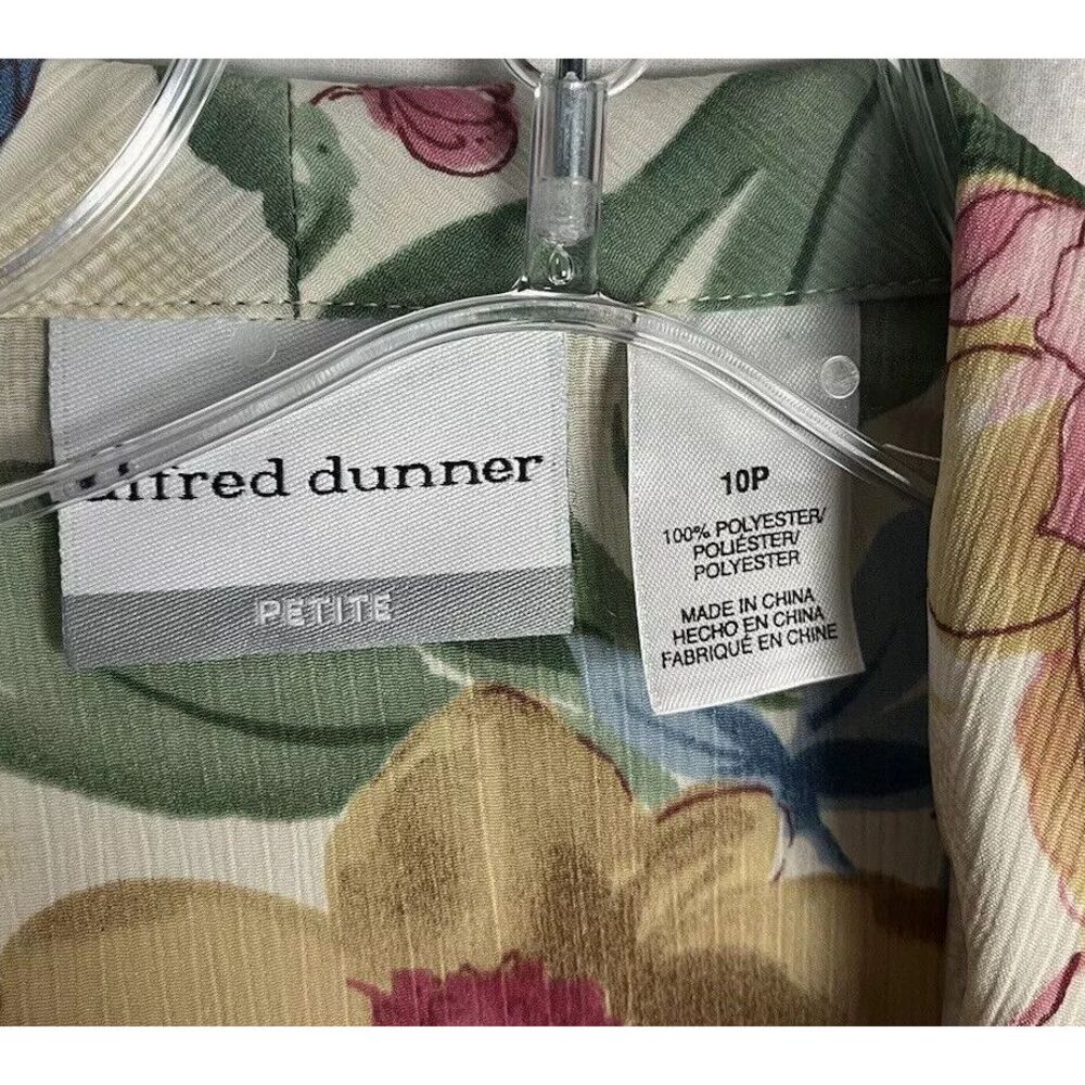 Alfred Dunner Floral Shirt Blouse Size 10P Floral Long‎ Sleeve Pad Shoulder - Picture 7 of 7